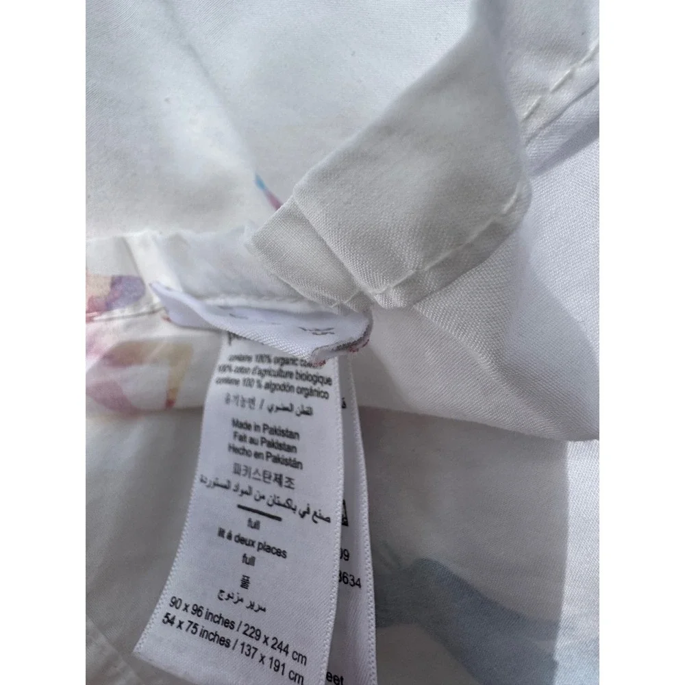 Pottery Barn Kids Full Organic Cotton Unicorn Sheet Set Watercolor White 3pc